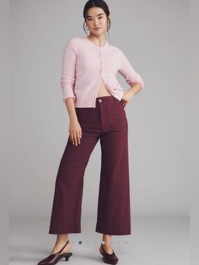 Maeve Colette Merlot High-Waist Button Trousers 26P